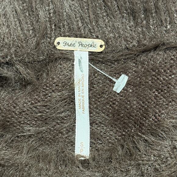 Free People HARRISON BUNNY Fuzzy Oversized Slouchy Sweater in Brown S NWOT $168 - Picture 6 of 7